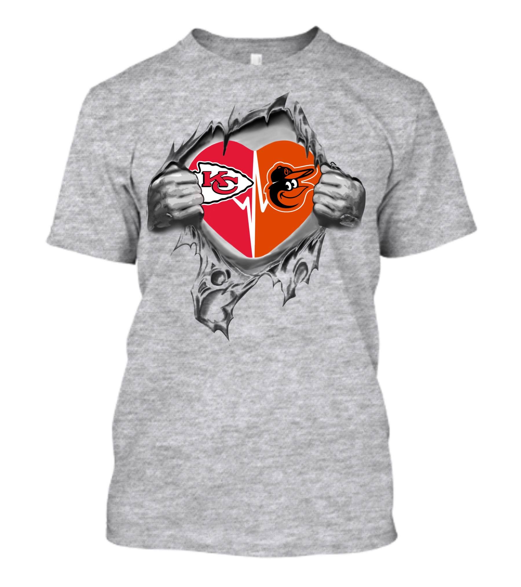 Chiefs Baltimore Orioles Heartbeat Passion T-Shirt