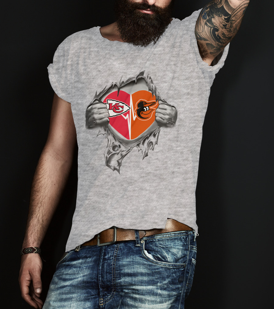 Chiefs Baltimore Orioles Heartbeat Passion T-Shirt