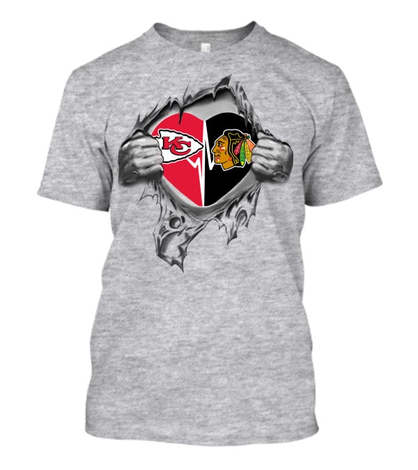 Chiefs Chicago Blackhawks Heart T-Shirt