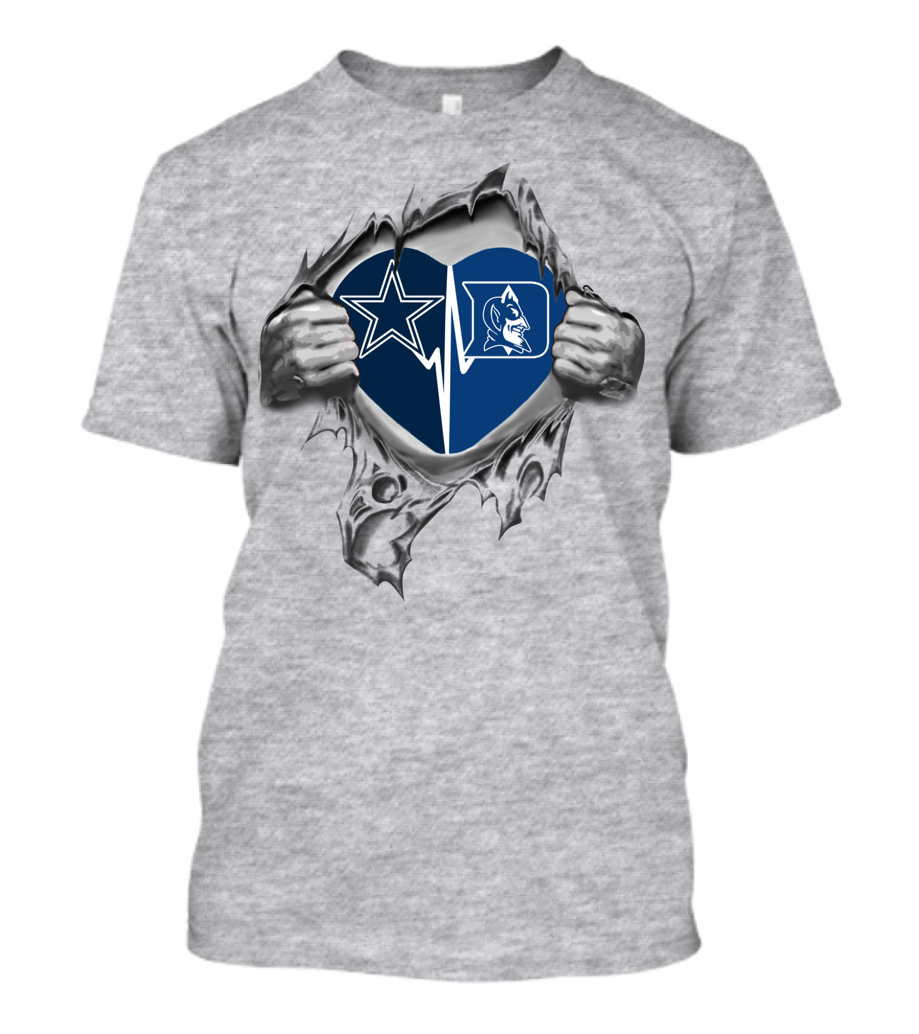 Cowboys Duke Heartbeat Star And Blue Devil Heart T-Shirt