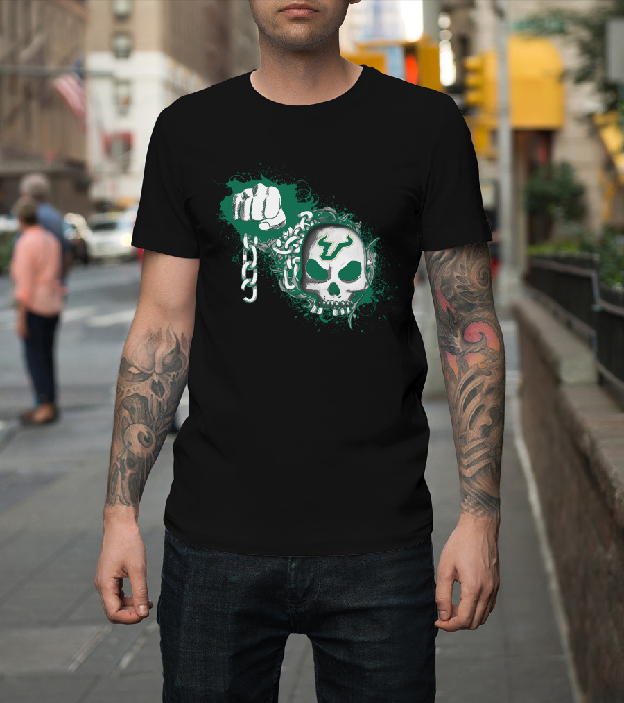 South Florida Bulls Skull And Fist Chain T-Shirt