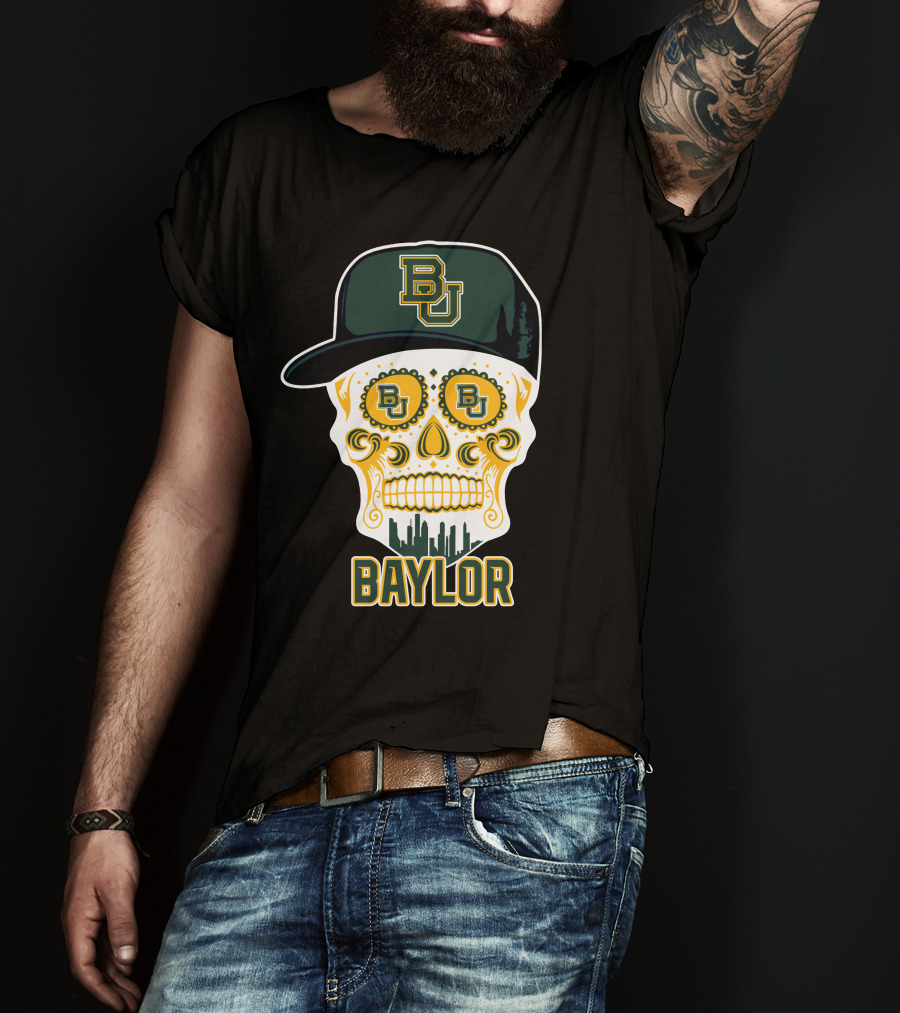 Baylor Bears Skull Bu Hat Retro T-Shirt
