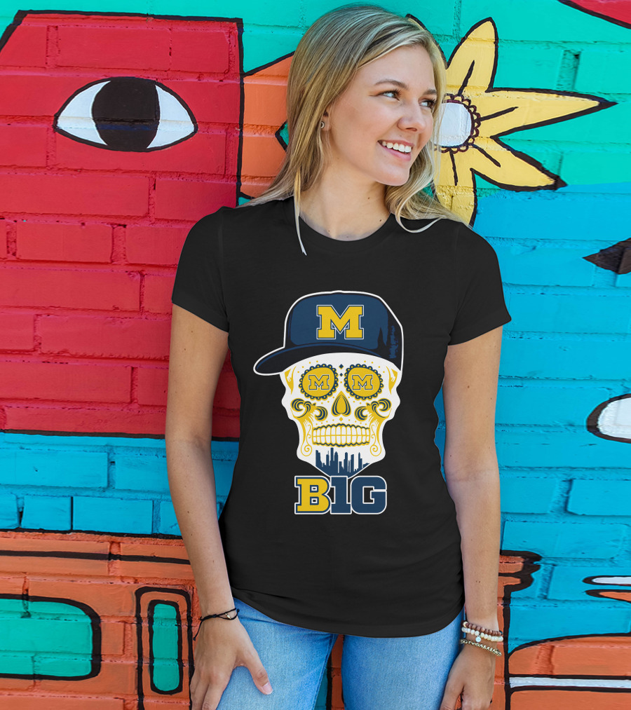 Michigan Wolverines Big Ten Skull Cap T-Shirt
