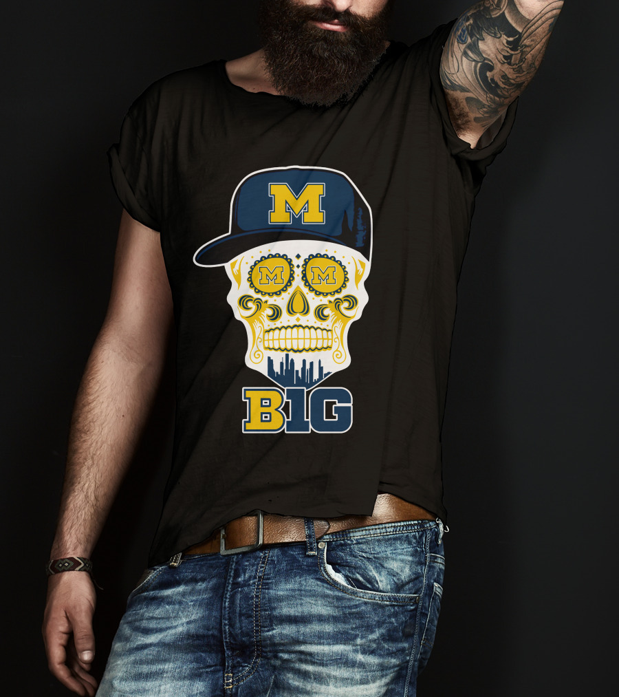 Michigan Wolverines Big Ten Skull Cap T-Shirt