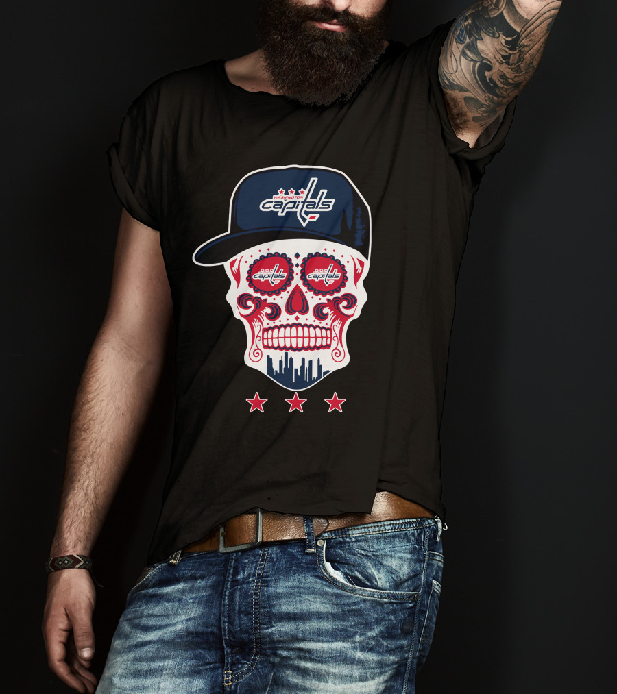 Washington Capitals Skull Design Playful Hockey Team T-Shirt