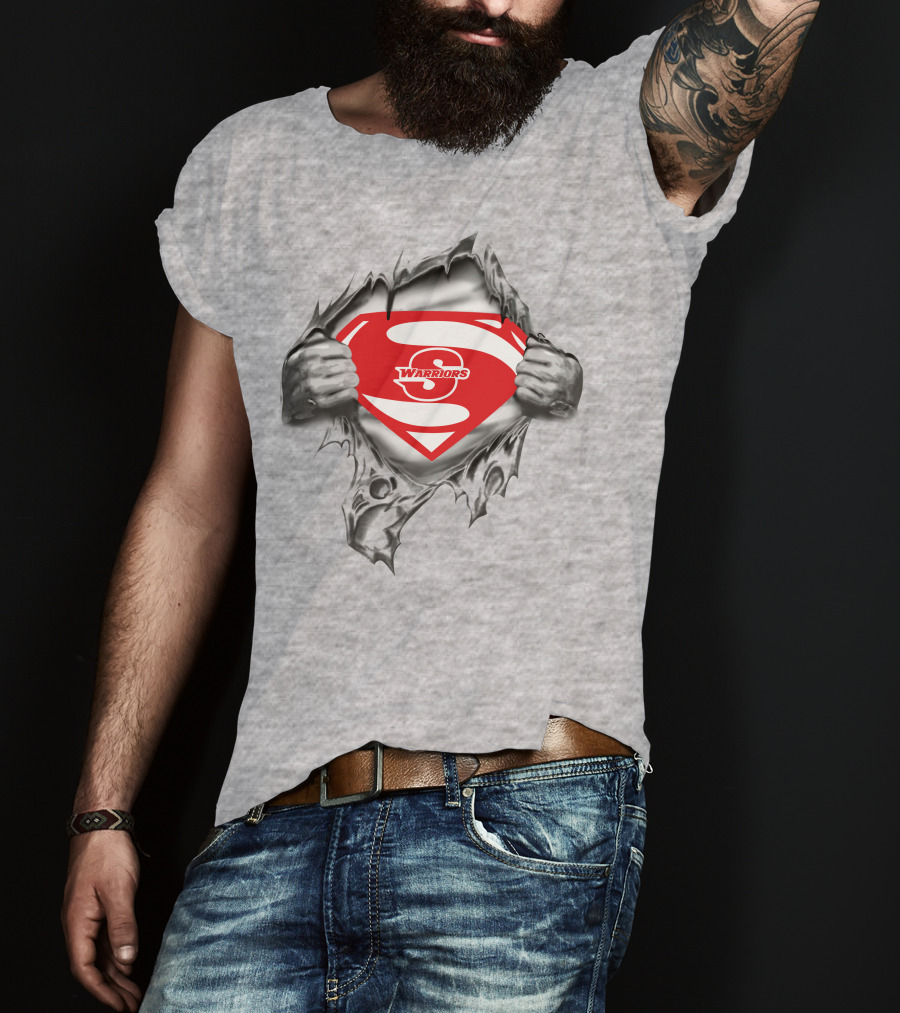 Stanislaus Warriors Superman Logo Silver Hands Tear T-Shirt
