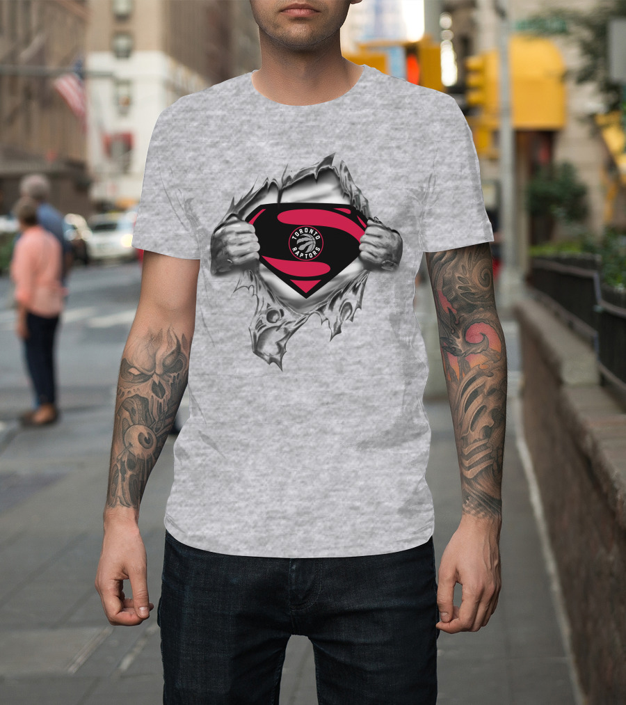 Toronto Raptors Superman Logo Rip Through T-Shirt