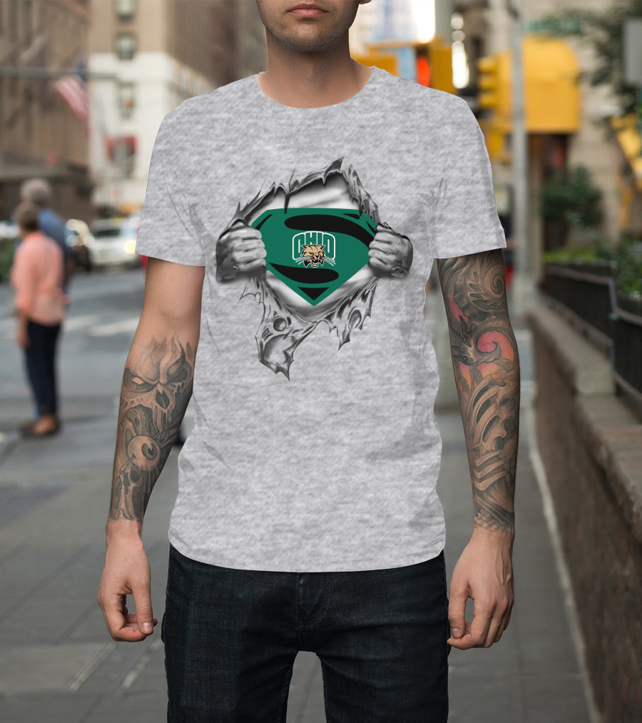 Ohio Bobcats Superman Logo Rip T-Shirt