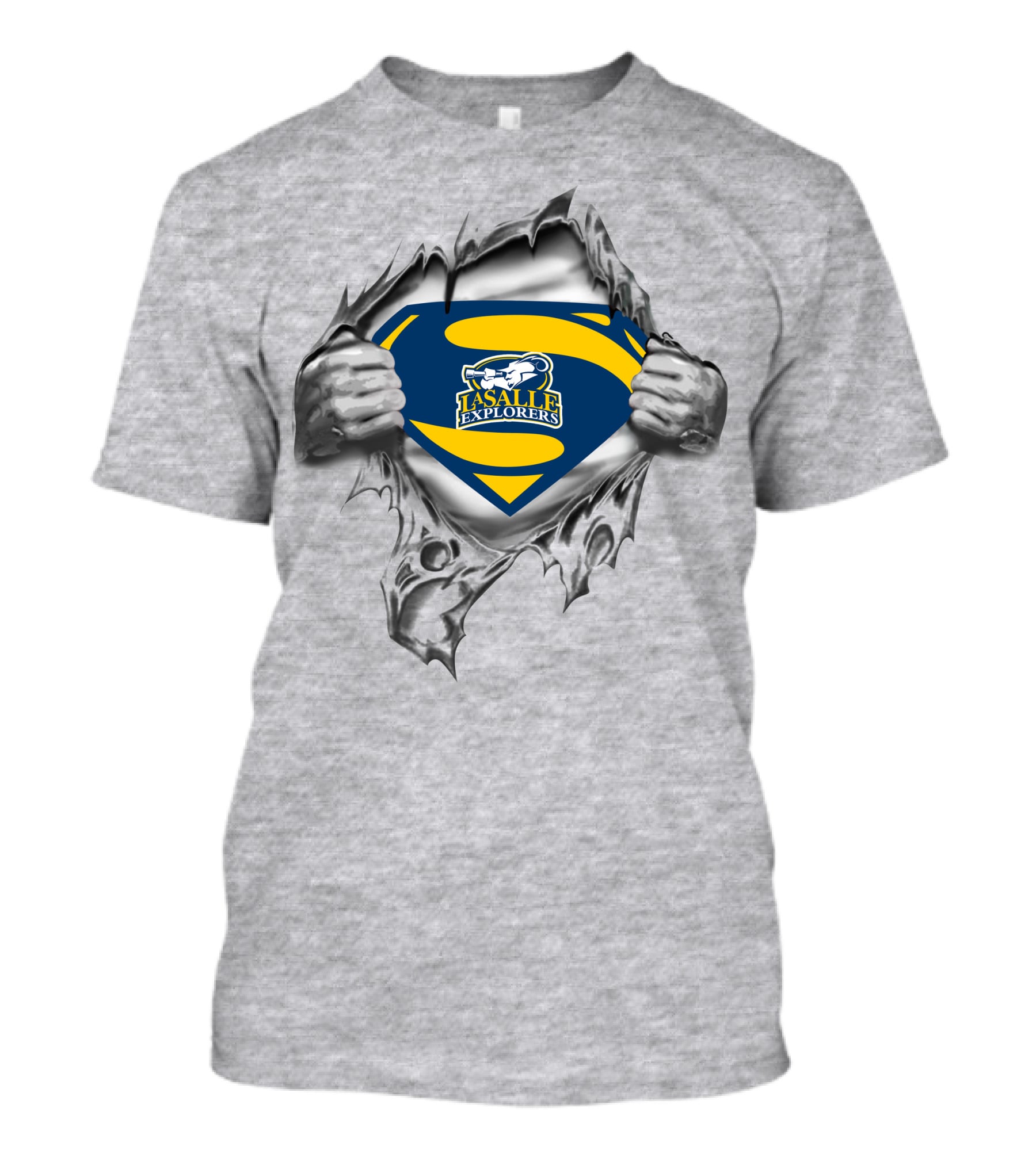 La Salle Explorers Superman Shield With Torn Metal Effect T-Shirt