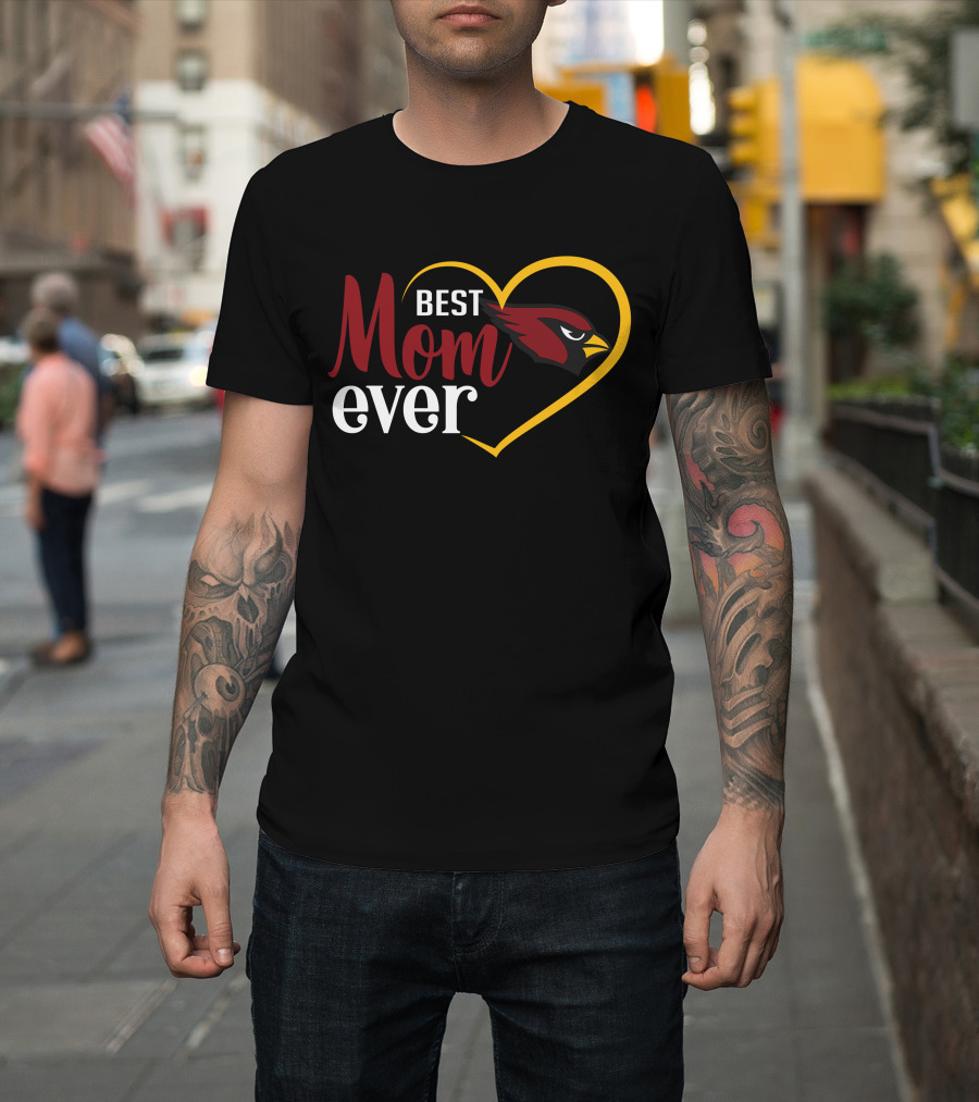 Arizona Cardinals Best Mom Ever Heart T-Shirt