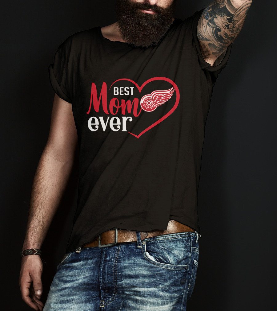 Detroit Red Wings Best Mom Ever Heart T-Shirt