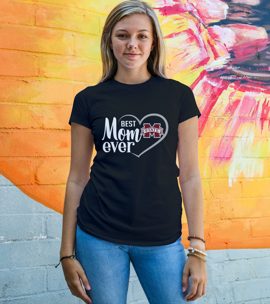 Mississippi State Bulldogs Best Mom Ever Heart T-Shirt