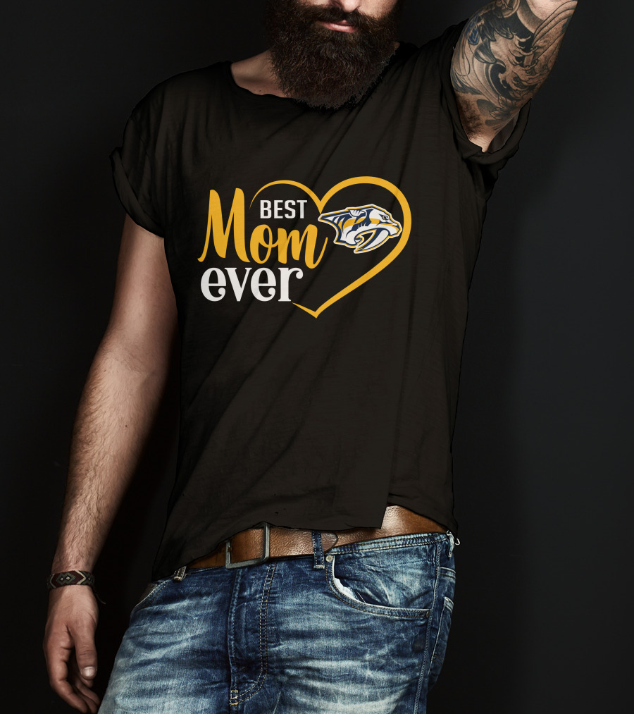 Nashville Predators Best Mom Ever Heart T-Shirt