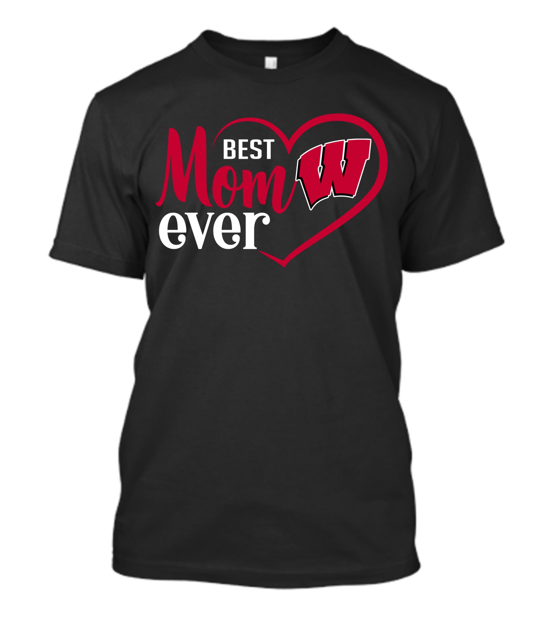 Best Mom Ever Wisconsin Badgers Football Heart T-Shirt