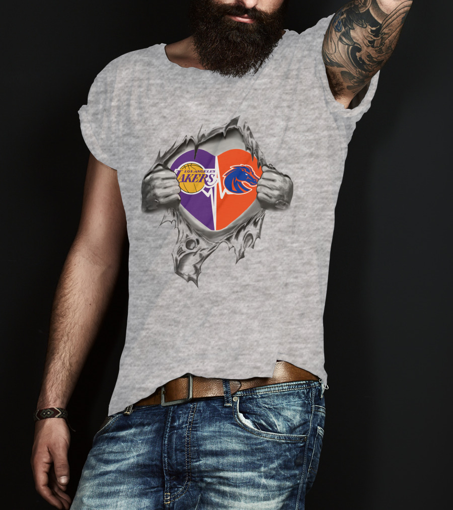 Los Angeles Lakers Boise State Broncos Heart T-Shirt