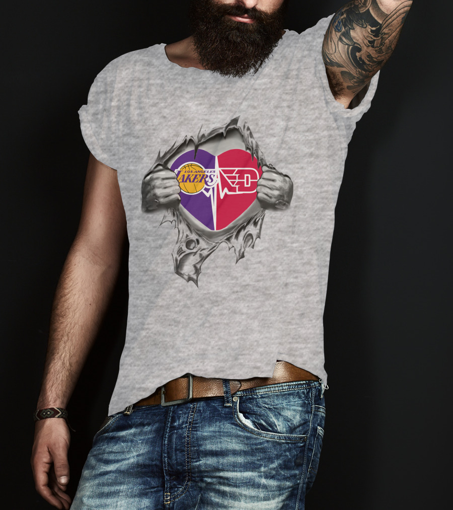 Los Angeles Lakers Dayton Flyers Heartbeat Connection T-Shirt