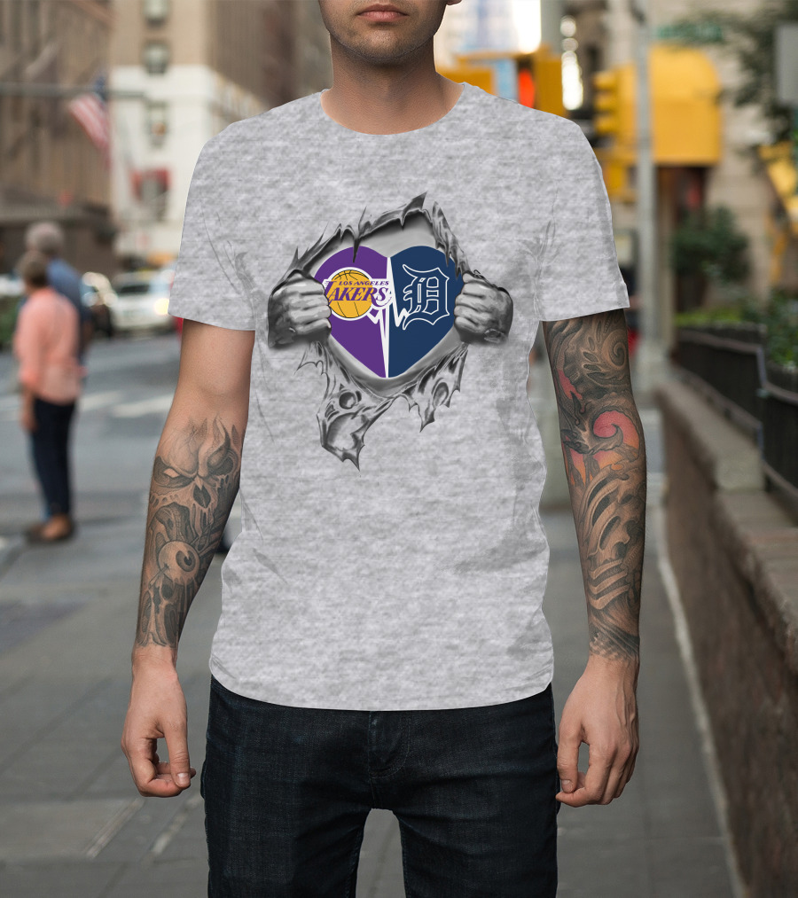 Lakers Detroit Tigers Heart Symbol Unity And Passion T-Shirt