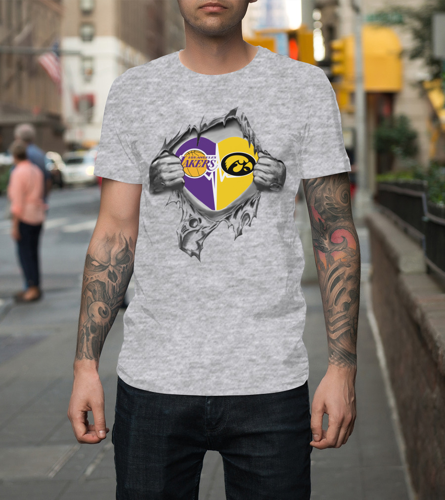 Los Angeles Lakers Iowa Hawkeyes Heart In My Heart T-Shirt