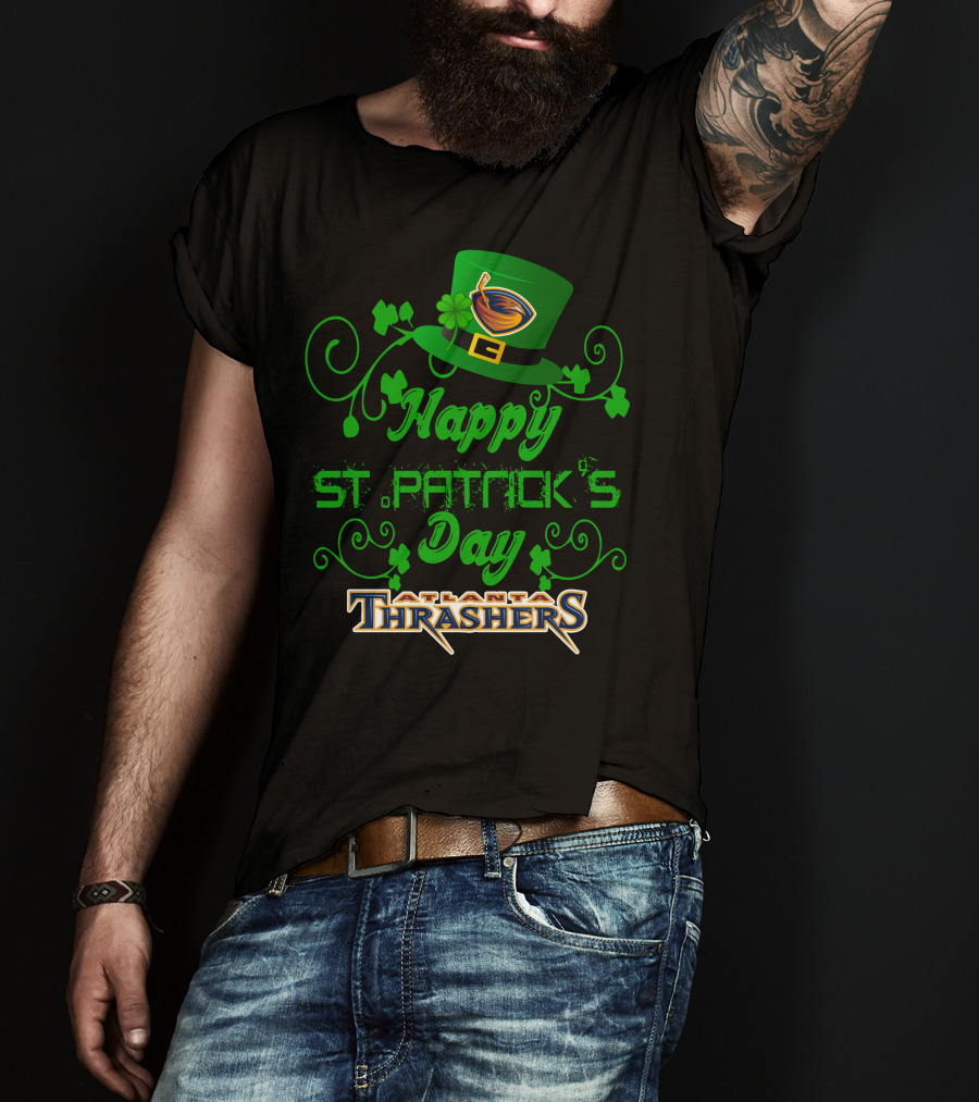 Atlanta Thrashers Happy St Patrick's Day Shamrock Hockey Hat T-Shirt