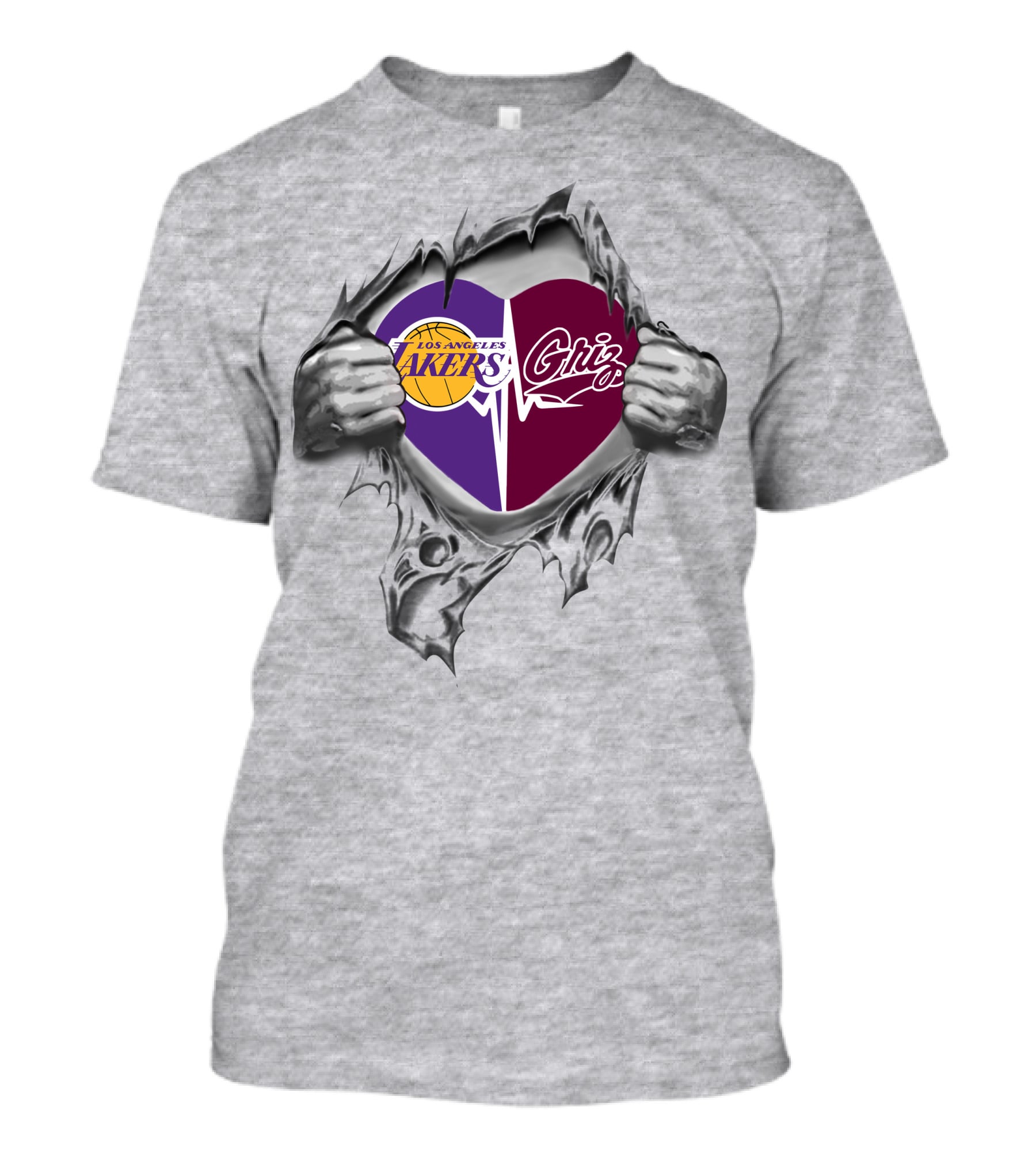 Los Angeles Lakers Montana Grizzlies Heart T-Shirt