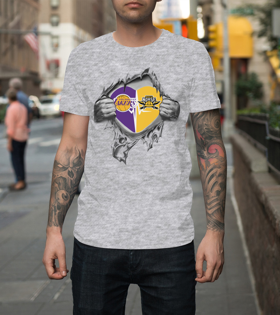 Los Angeles Lakers Northern Kentucky Norse Split Heart T-Shirt