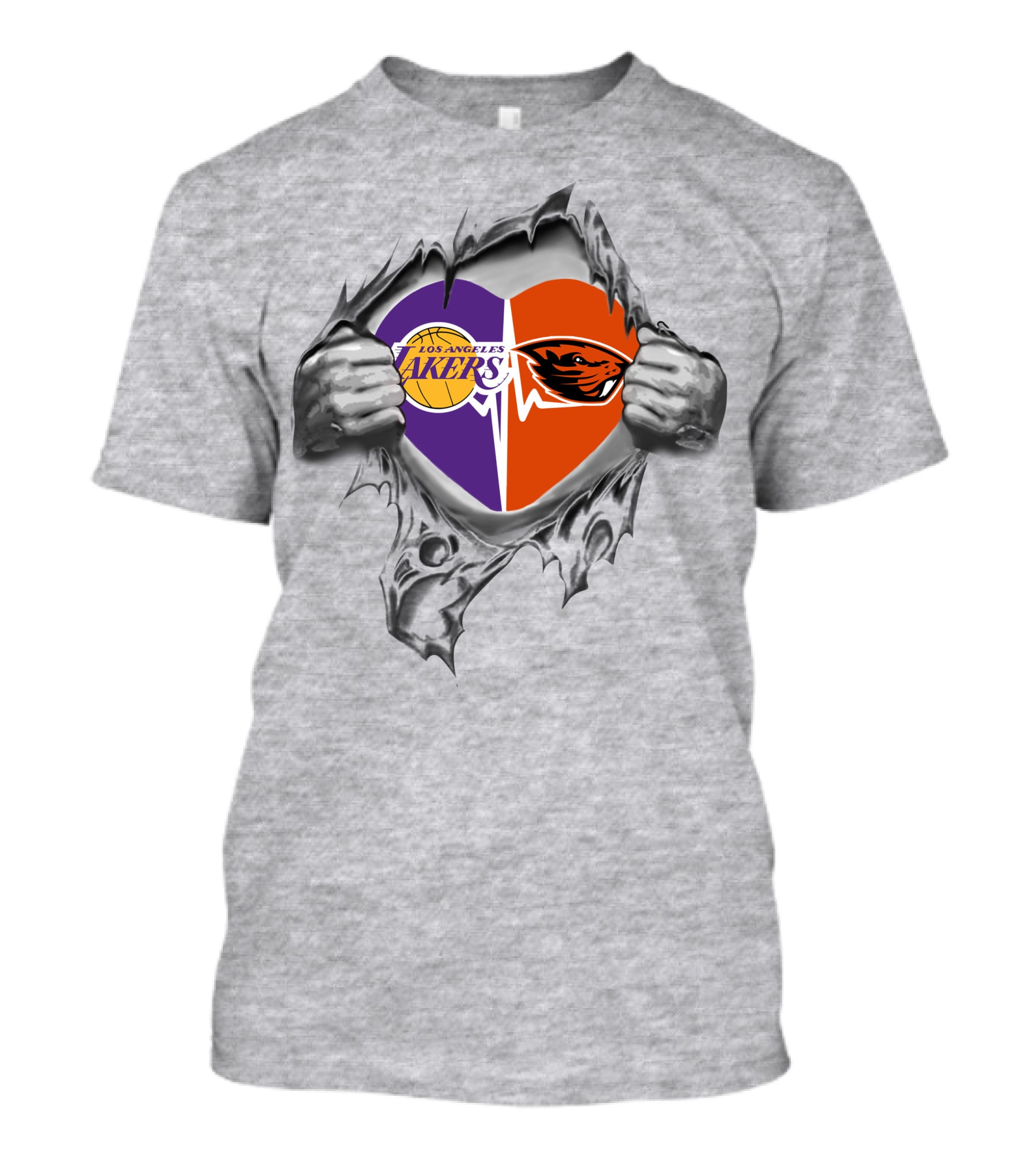 Los Angeles Lakers Oregon State Beavers Heart T-Shirt