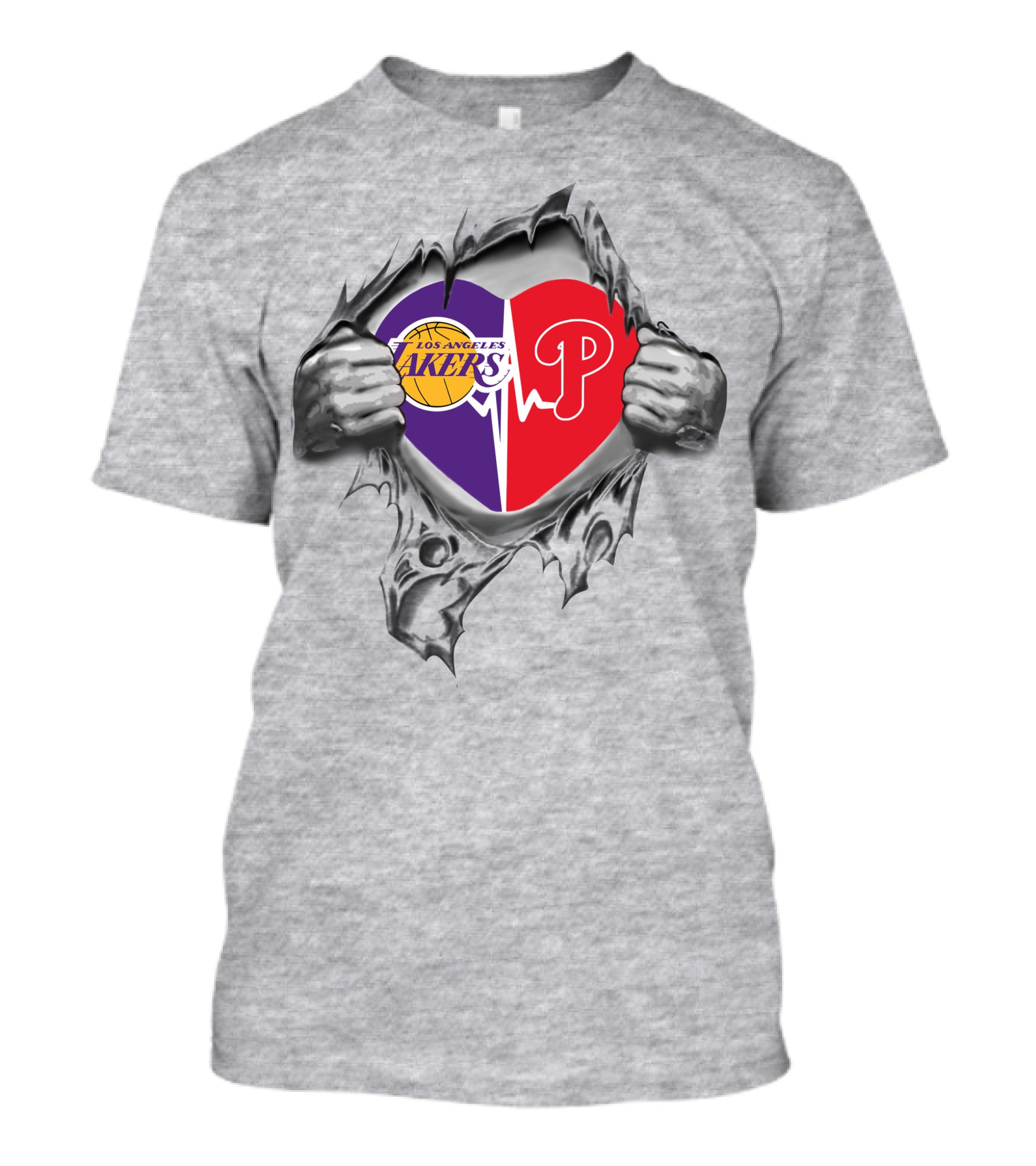 Los Angeles Lakers Philadelphia Phillies Heartbeat Passion T-Shirt