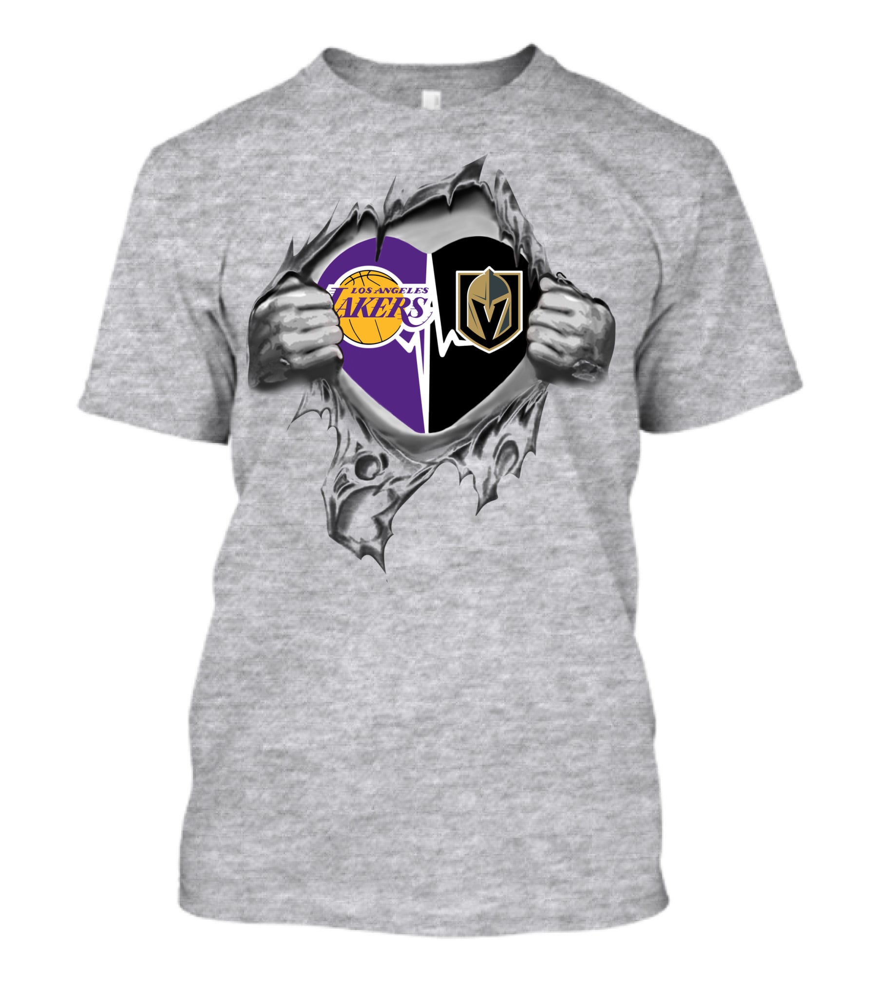 Los Angeles Lakers Vegas Golden Knights Heartbeat Symbol T-Shirt