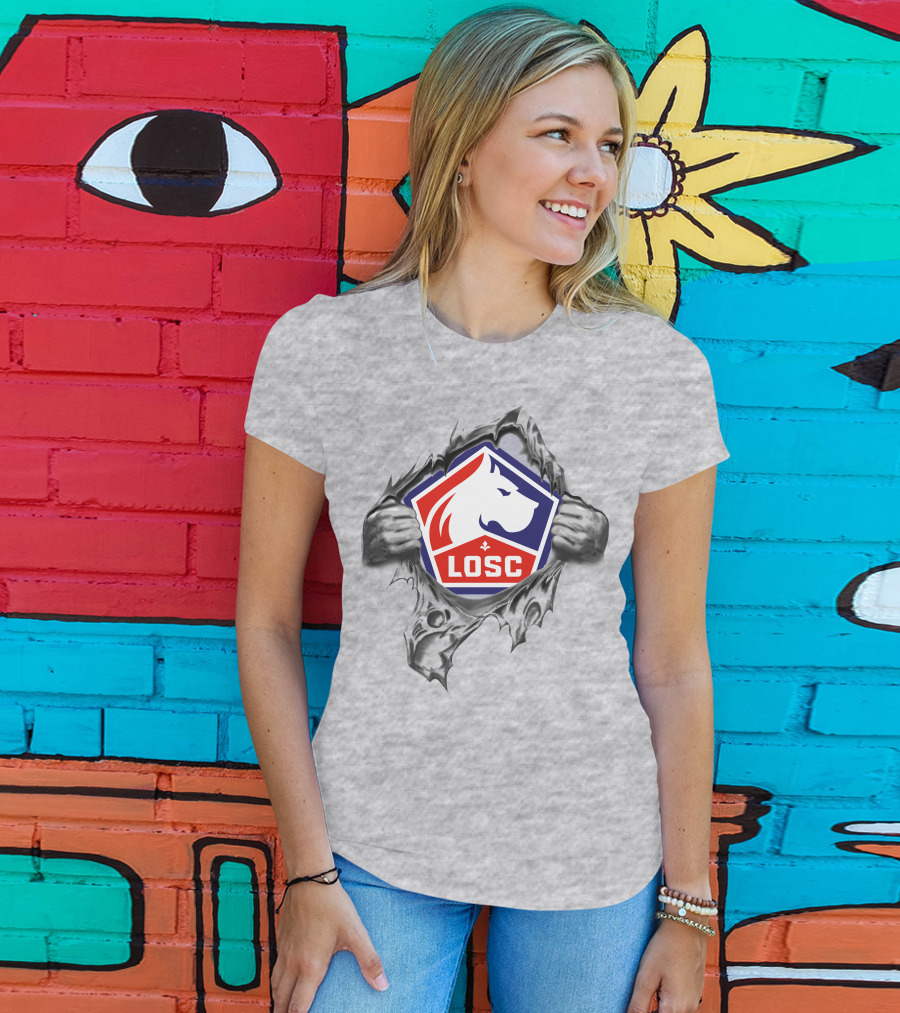 Losc Lille Super Fan 279 Iconic Emblem Ripped T-Shirt