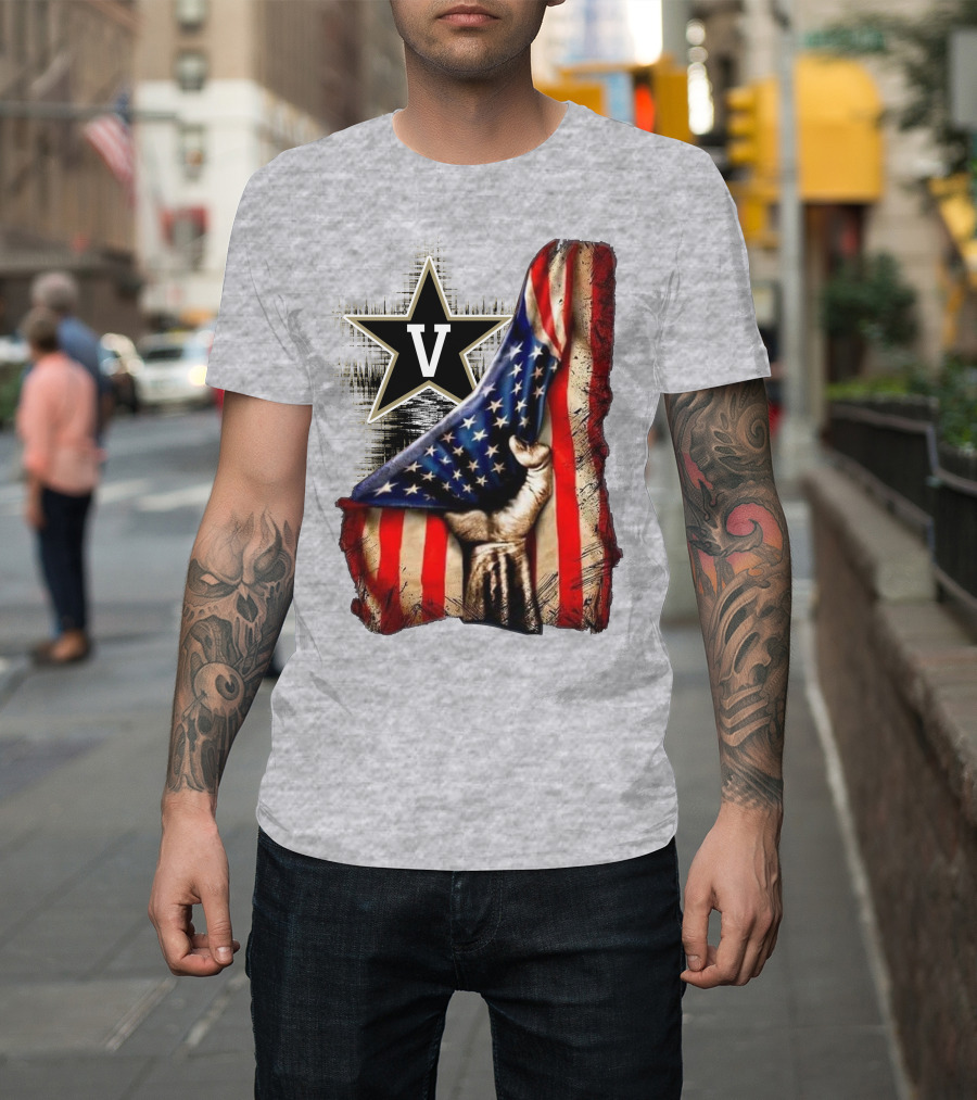 Vanderbilt Commodores American Flag Hand And Star T-Shirt