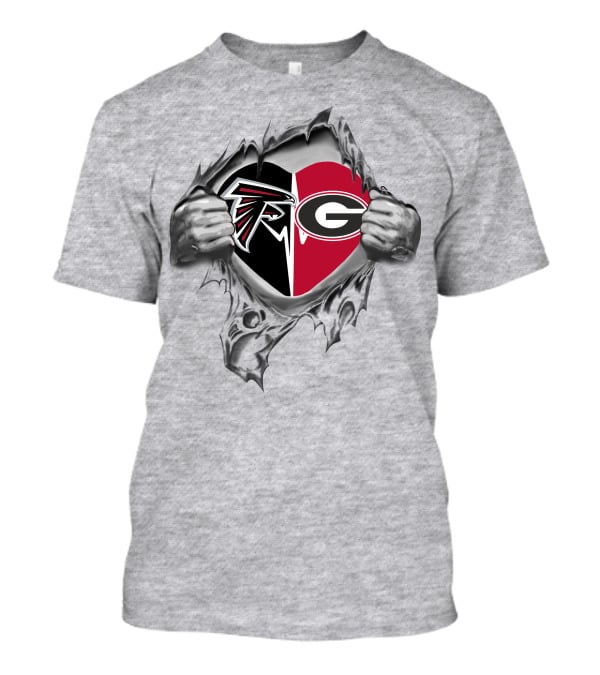 Atlanta Falcons Georgia Bulldogs Heart Logo Fan T-Shirt