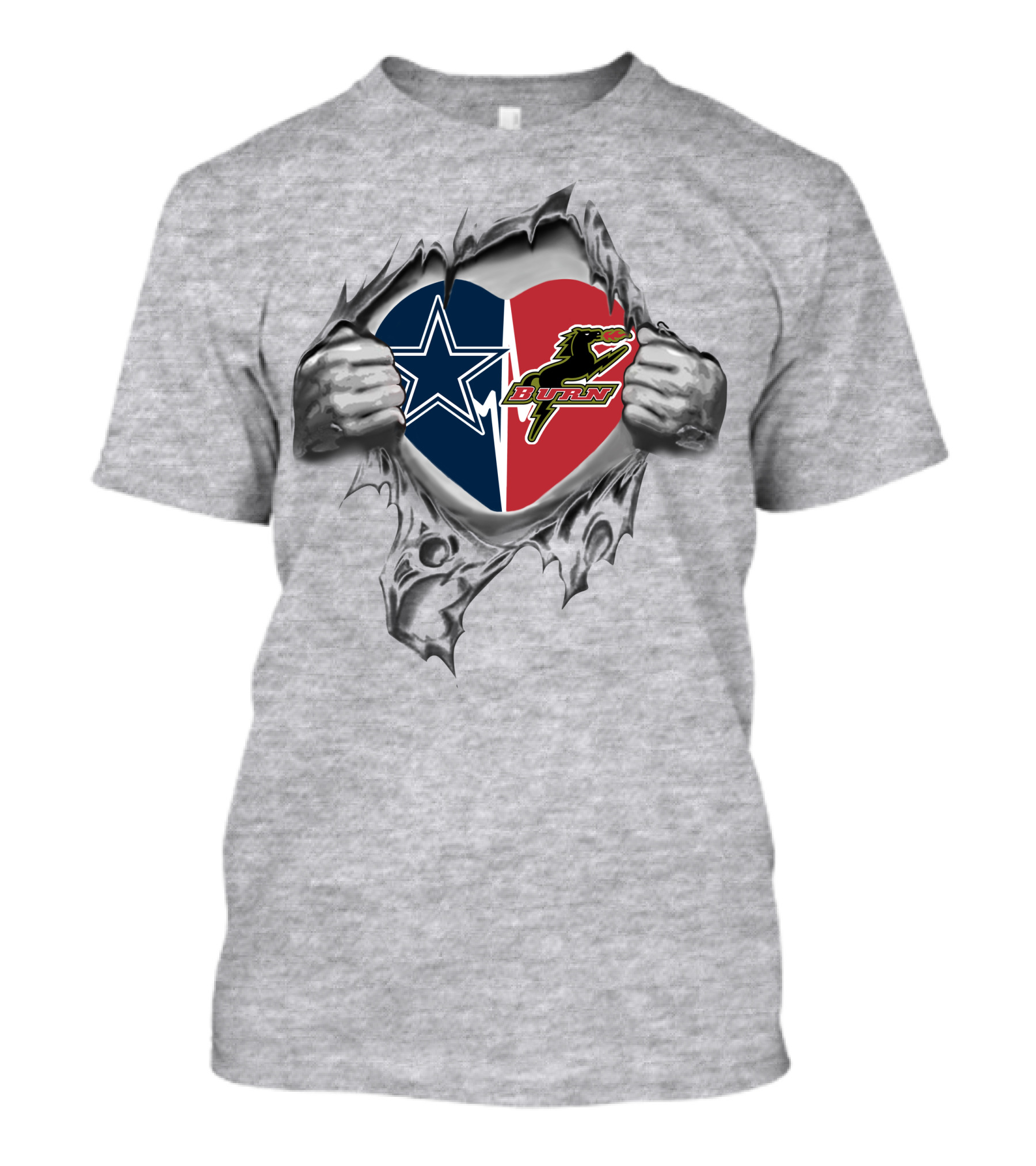 Dallas Cowboys And Dallas Burn Heart T-Shirt