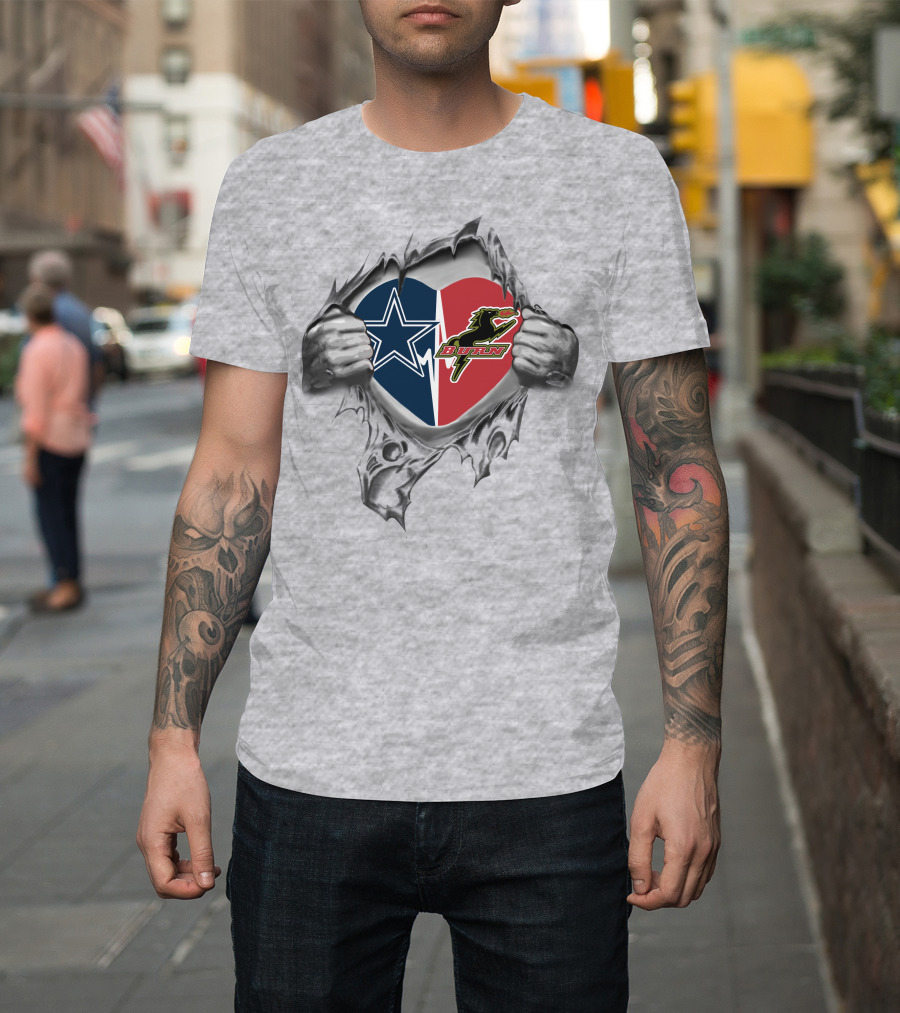 Dallas Cowboys And Dallas Burn Heart T-Shirt