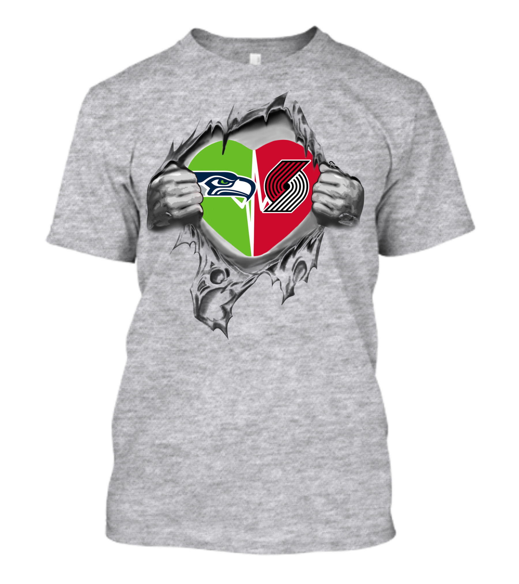 Seahawks Blazers Heart Logo Split T-Shirt