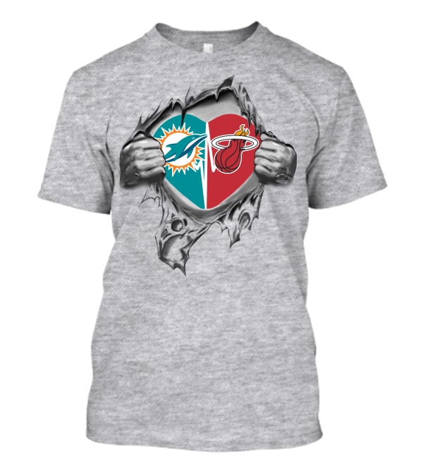 Miami Dolphins Miami Heat Heart In My Heart T-Shirt