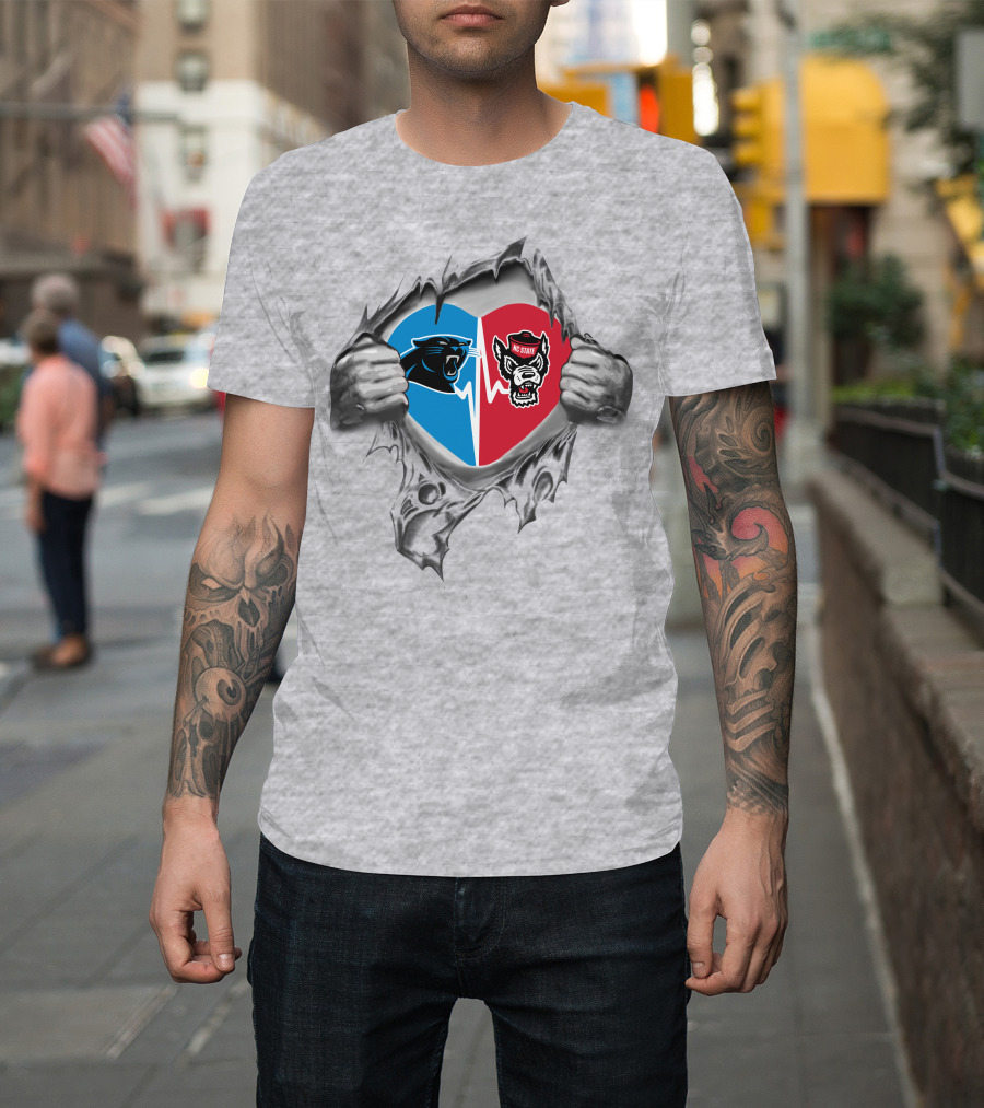 Panthers Nc State Wolfpack Heart T-Shirt