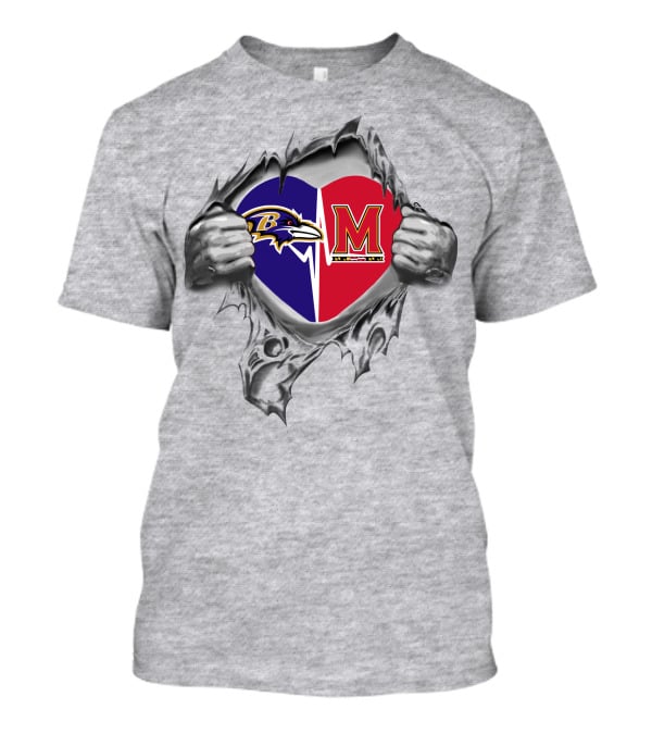 Ravens Maryland Terrapins It's In My Heart Baltimore Football College Pride T-Shirt