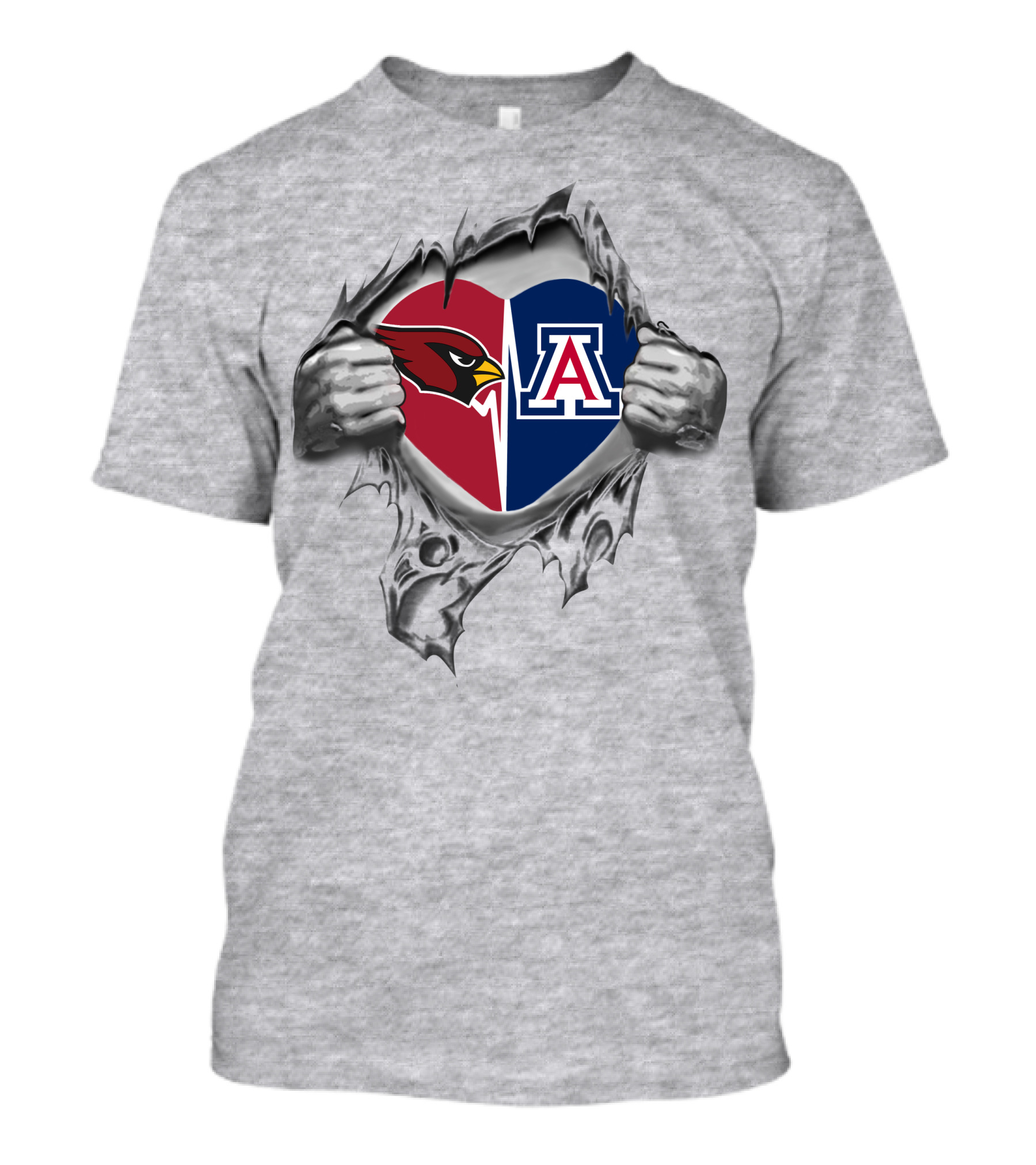 Cardinals Arizona Wildcats Heart Graphics Featuring Split T-Shirt