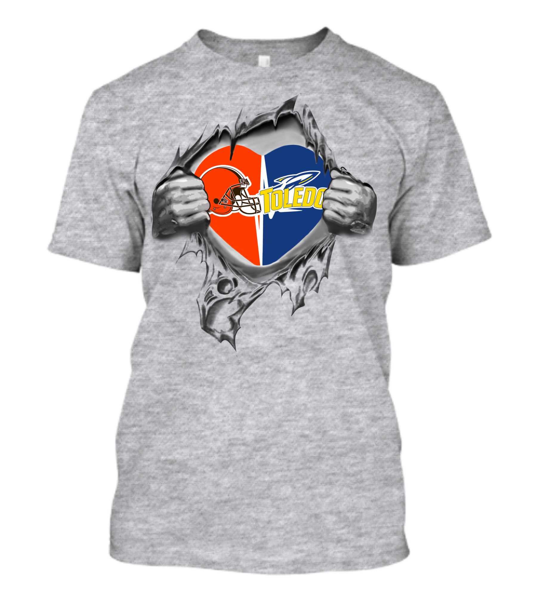 Cleveland Browns Toledo Rockets Heart Tear T-Shirt