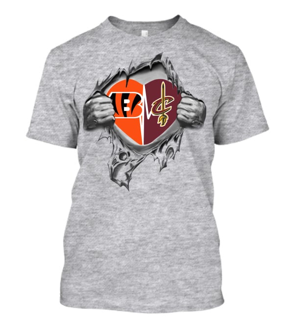 Bengals Cleveland Cavaliers Heart Symbol Uniting Fandom Loyalty T-Shirt