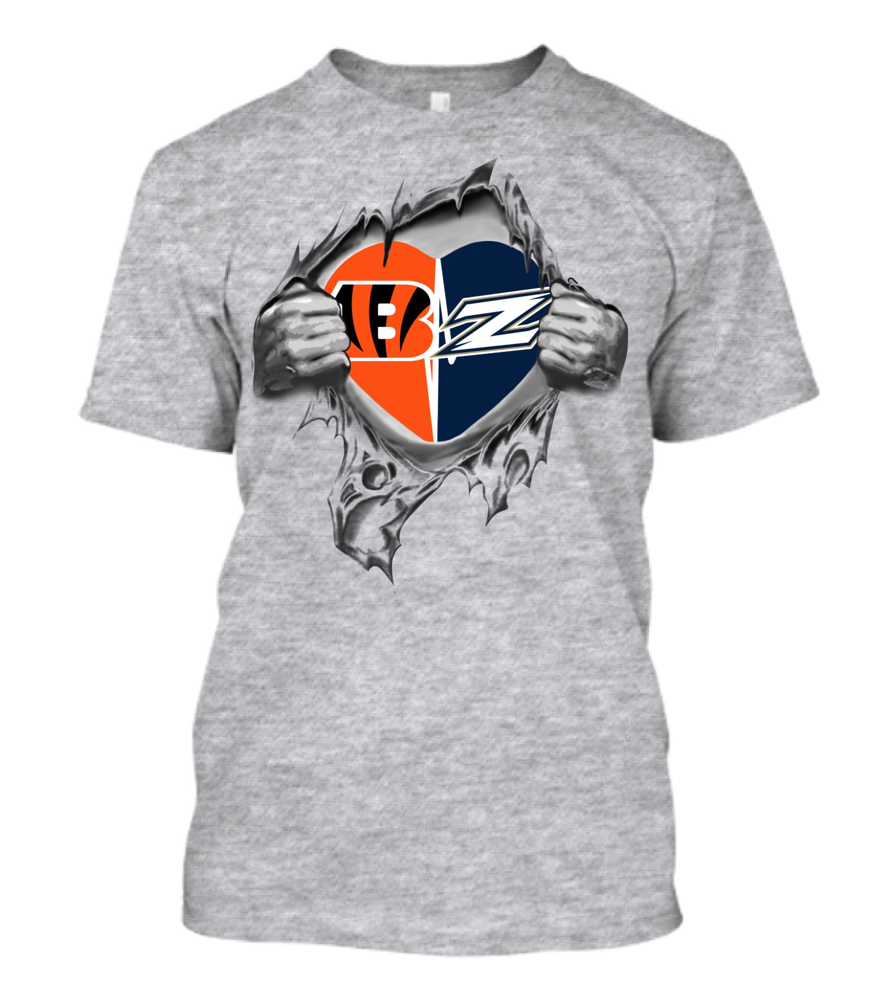 Bengals Akron Zips Heart Logo Fusion T-Shirt