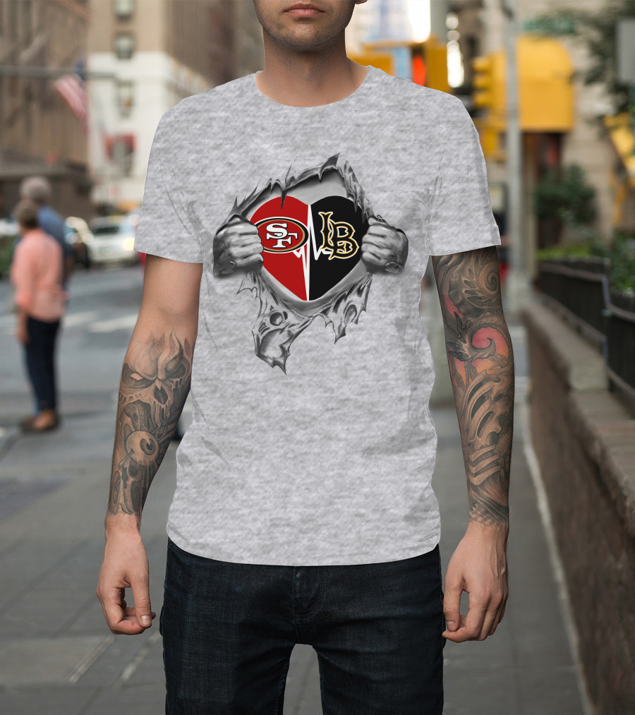 308-Front Long Beach 49ers It's In My Heart-49ers Sf Lb T-Shirt