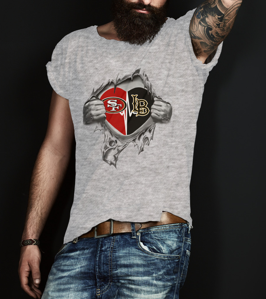 308-Front Long Beach 49ers It's In My Heart-49ers Sf Lb T-Shirt