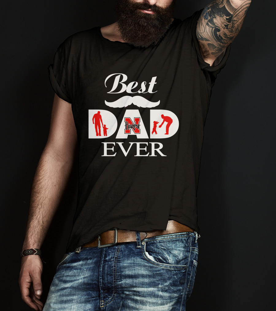 Best Dad Ever Huskers 58 Nebraska Cornhuskers T-Shirt