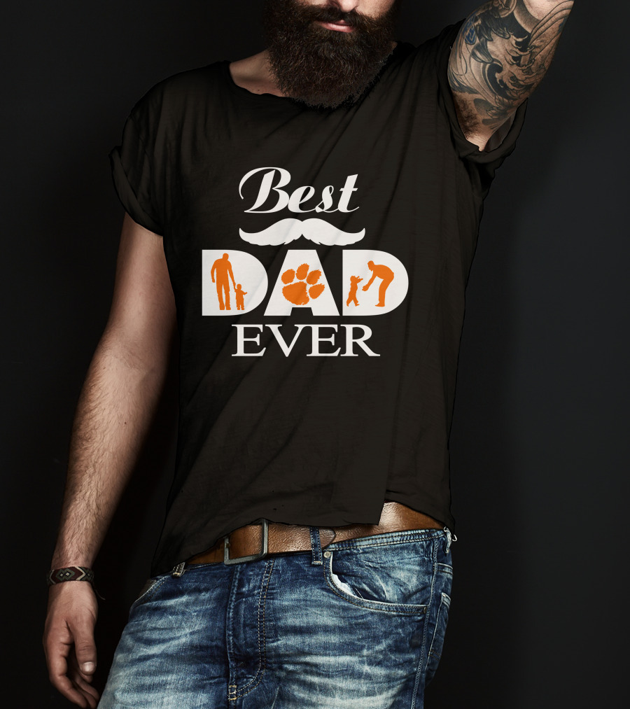 Best Dad Ever Clemson Tigers Paw Silhouette T-Shirt