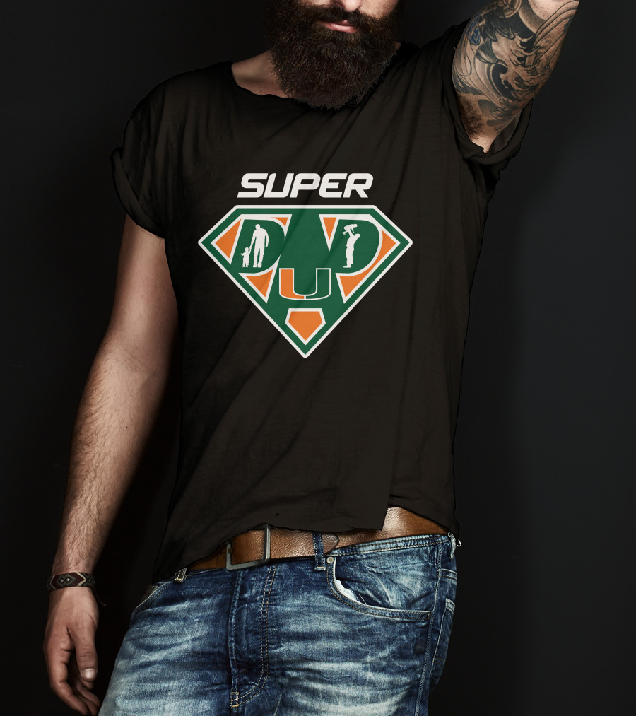 Miami Hurricanes Super Dad U Symbol Hero T-Shirt
