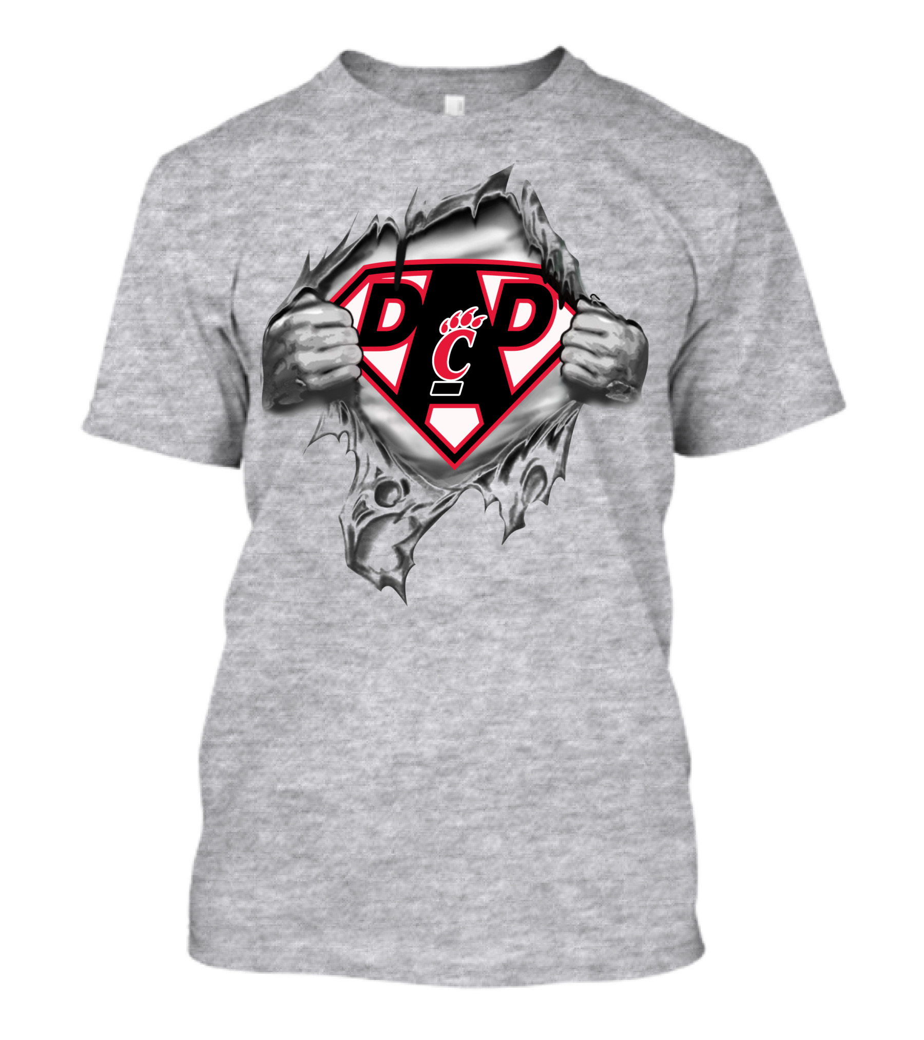 Cincinnati Bearcats Super Dad Logo Design With Bearcat Paw And Shield T-Shirt
