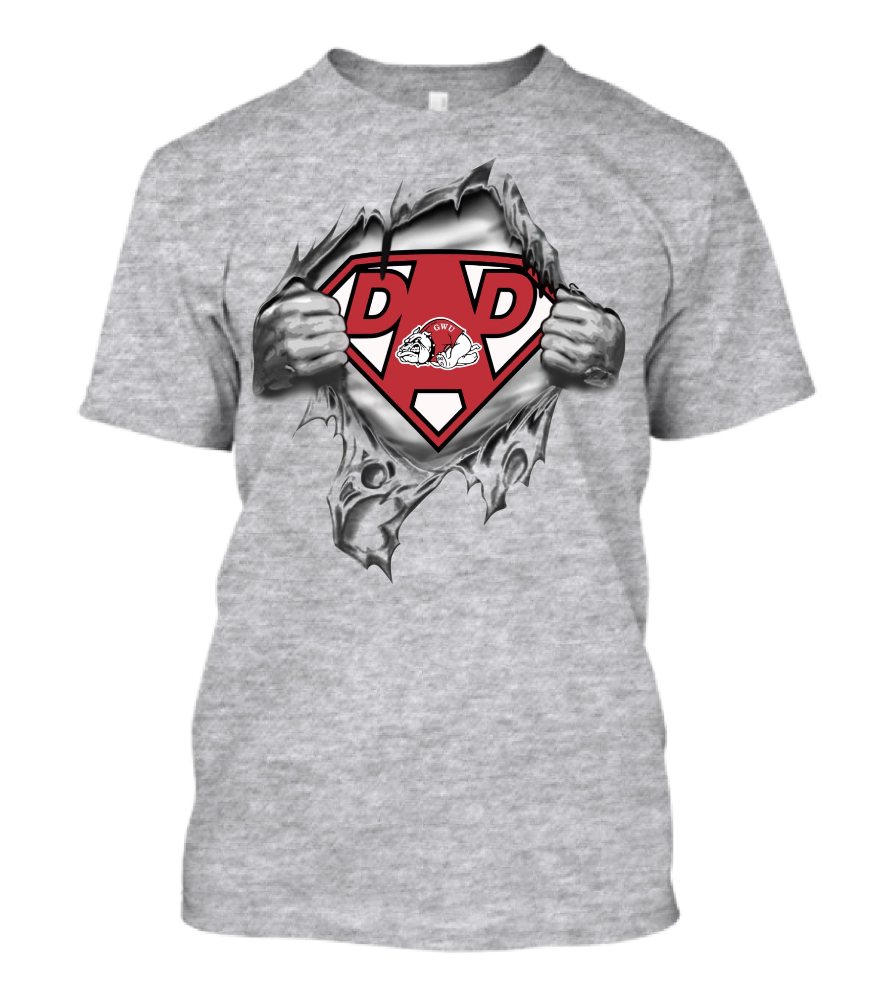 Gardner-Webb Bulldogs Super Dad Logo Torn T-Shirt