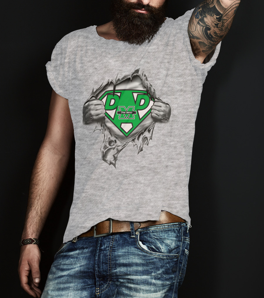 Marshall Thundering Herd Super Dad Logo The Herd Superman Style T-Shirt