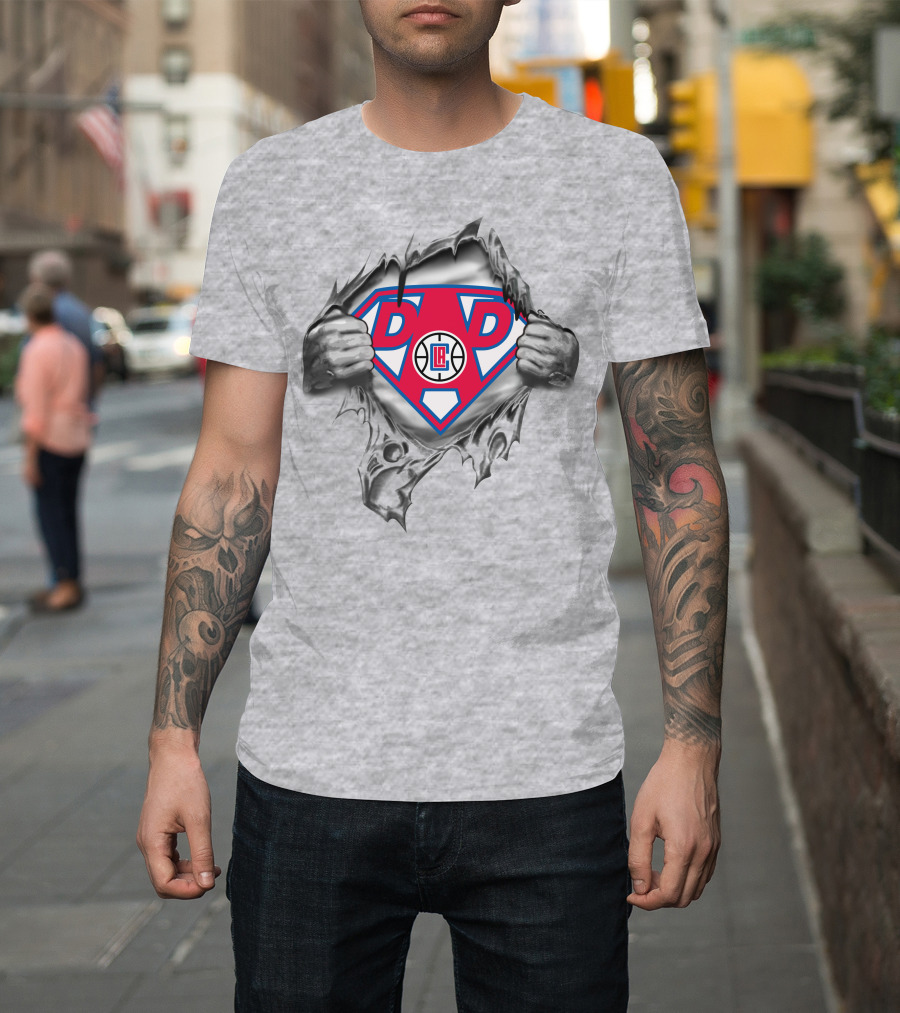 La Clippers Super Dad Superman Logo With Basketball T-Shirt
